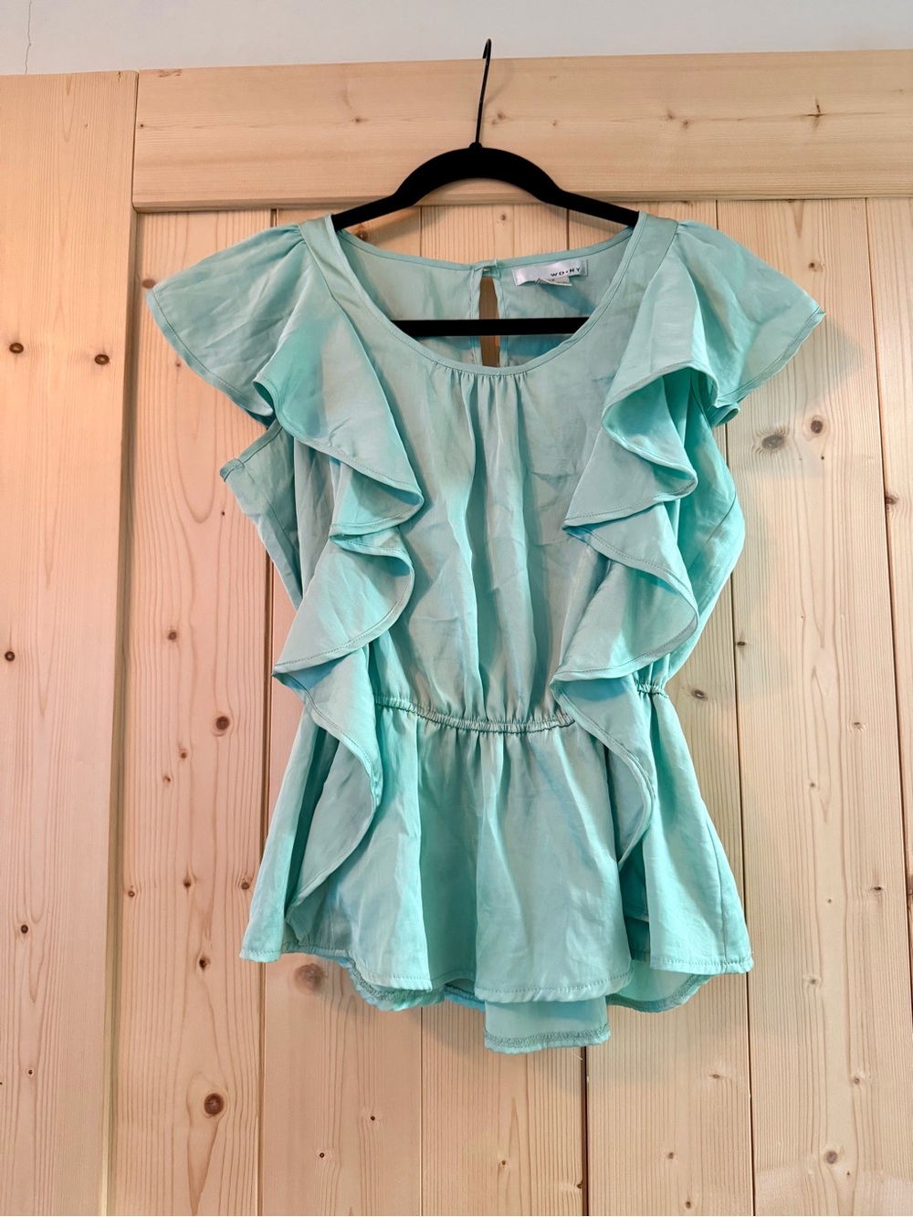 WD.NY Mint Green Ruffle Peplum Blouse